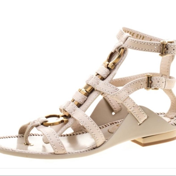 Salvatore Ferragamo Beige Leather Sharise Gladiator Sandals Size 10.5. NWT - Picture 2 of 16